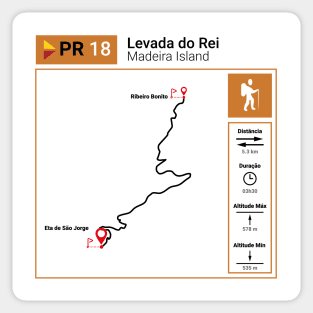 Madeira Island PR18 LEVADA DO REI trail map Sticker